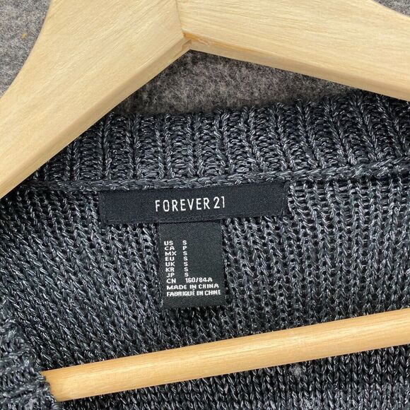 Forever 21 Sweater Pullover Women S Small Gray Knit Cold Shoulder Long Sleeve - Picture 5 of 9